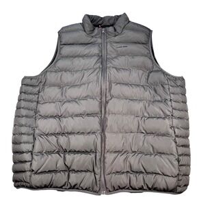 Lands' End Gray Puffer Vest Mens 3XL/T 800 Down Quilted Full Zip 525989